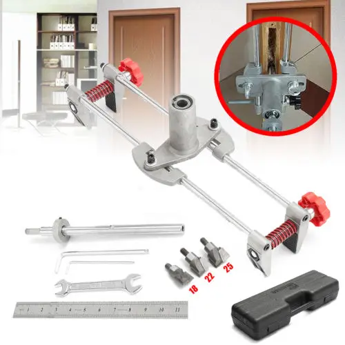 Premium Door Lock Fitting Mortiser Jig Kit Wood Metal Hole Cutter Drill
