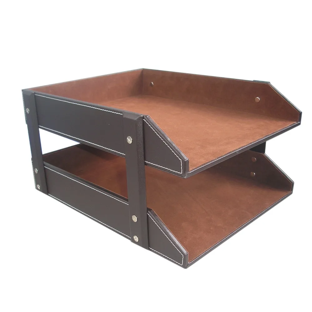 Multifunctional Leather File Tray Organizer 2 Tier Document Tray Buy