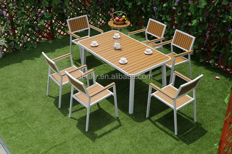 Garden Outdoor Furniture 6 Seaters Dining Table And Chairs Aluminum