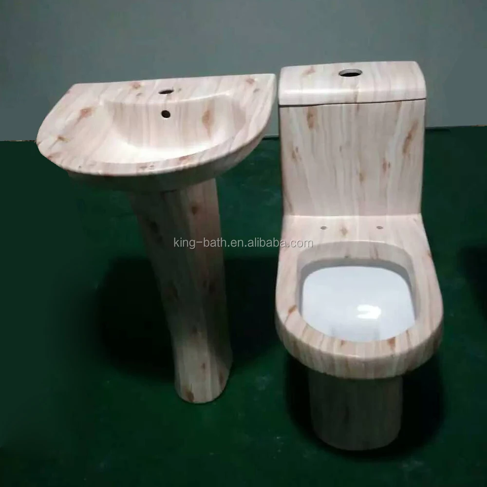 Marmeren badkamer ontwerp wc met wastafel set, mozaïek goud ...