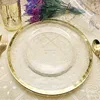 Glass Charger Plate with Metallic Rim Gold/Silver/Purple/Green Events Wedding Christmas