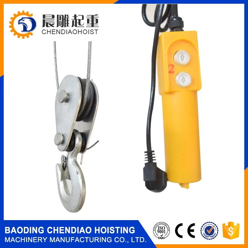 220v Small Light Duty Electric Hoist Mini Electric Hoist 100kg Electric