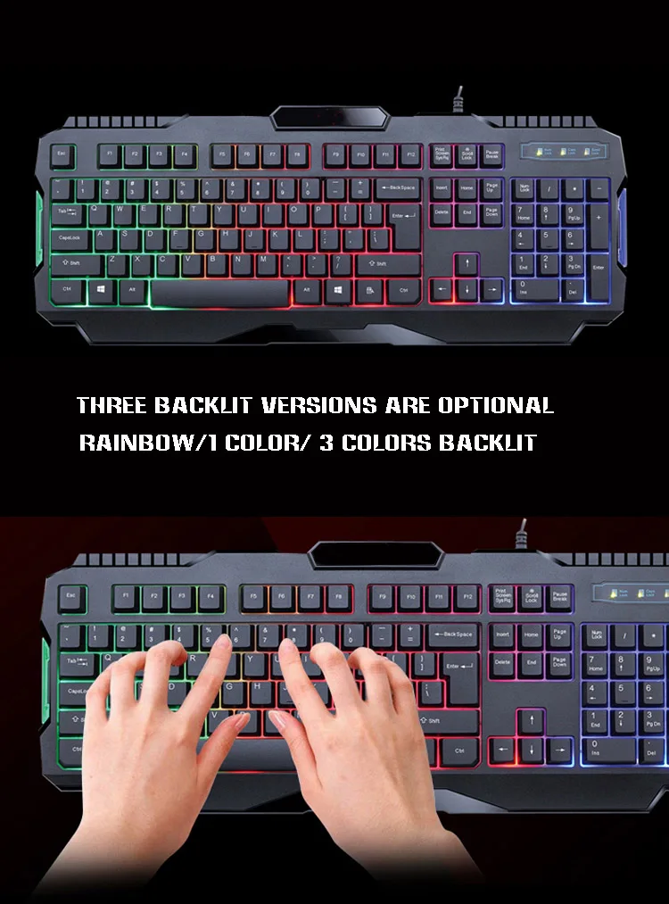 2022 Oem Custom Logo Keyboard Shenzhen New Wkb203 Backlight Rgb Gaming Keyboard Manufacturing