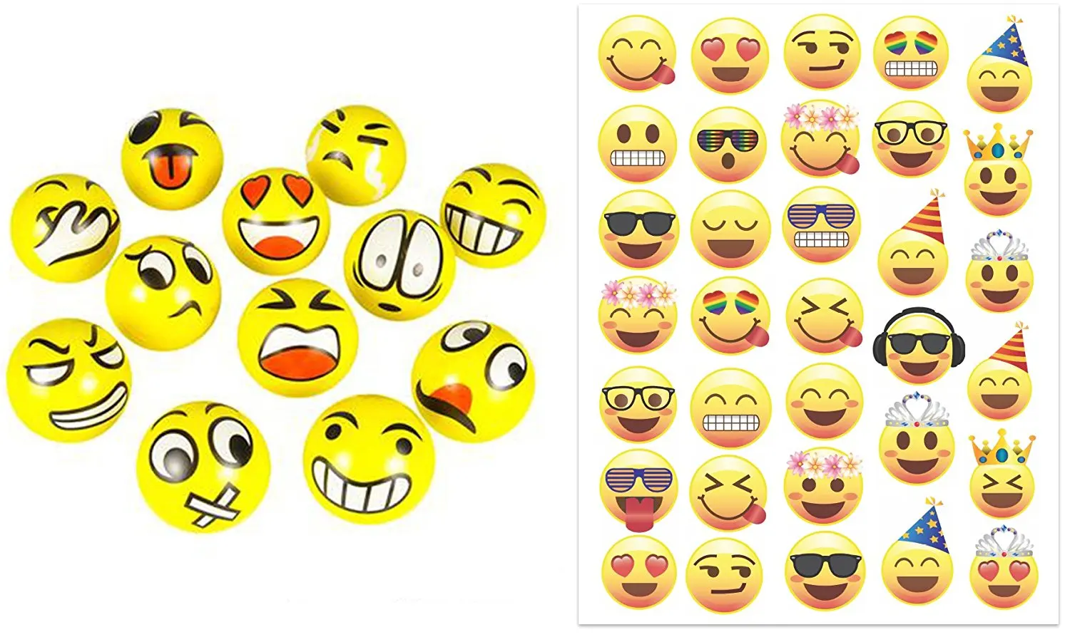 Z.H.B Assorted Big Happy Emoji Face Squeeze Balls for Stress Reducer Anxiety Relieves Perfect for Theme Party, Birthday Party Fun Office Stocking Stuffer
