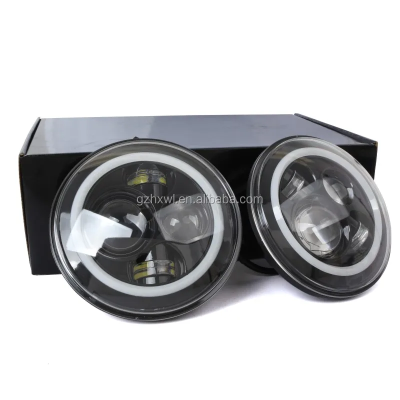 7 inch round LED headlight angel eyes for HARLEY motorcycle 40W led DRL front light