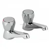 Dual Handle Brass Basin Pair Taps Two Hole Deck Mounted Sink Faucets