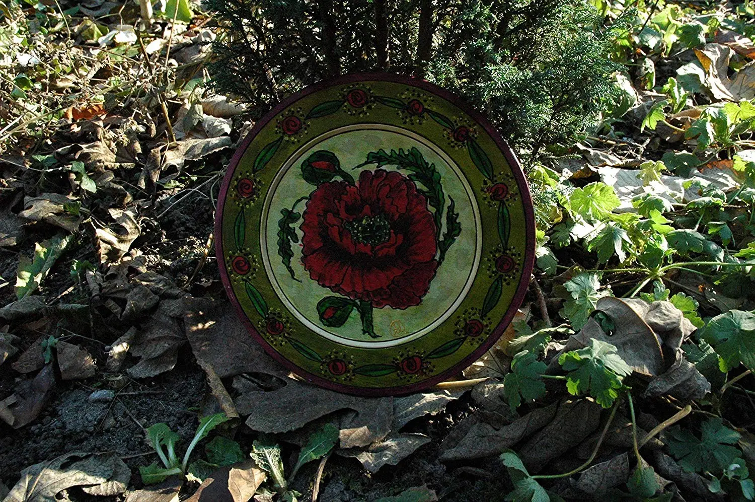 Sale!!!10% Off,Hand Painted Red Poppy on Wooden Plate, Wooden Souvenir Plate Poppy Flower, Wood Bowl, Handpainted Bowl Plate, Wall Hanging Plate, Floral Plates.