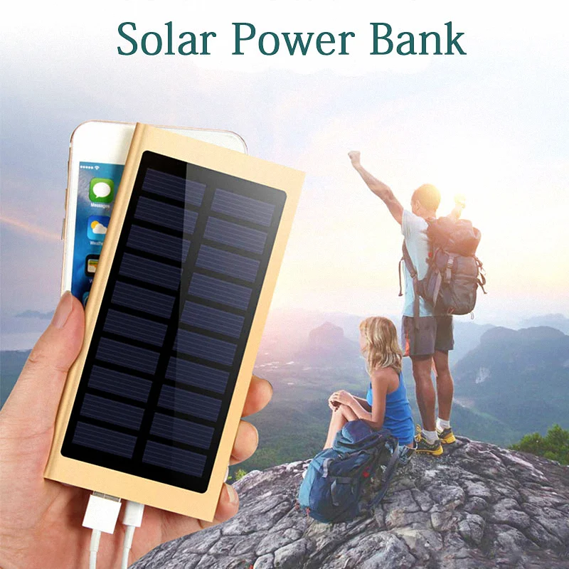 Thin Metal Solar Power Bank Mobile Phone Charger 8000mah Portable