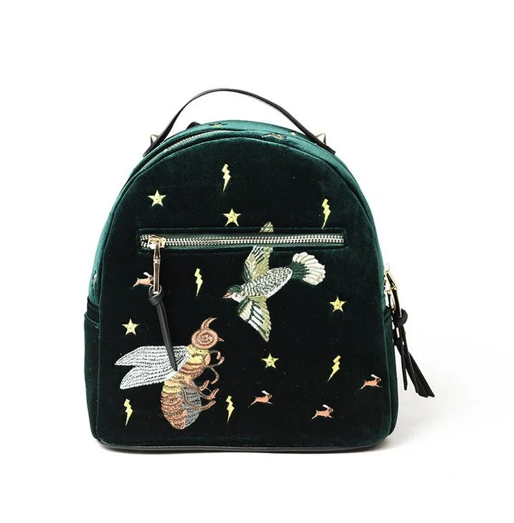 velvet embroidered bag