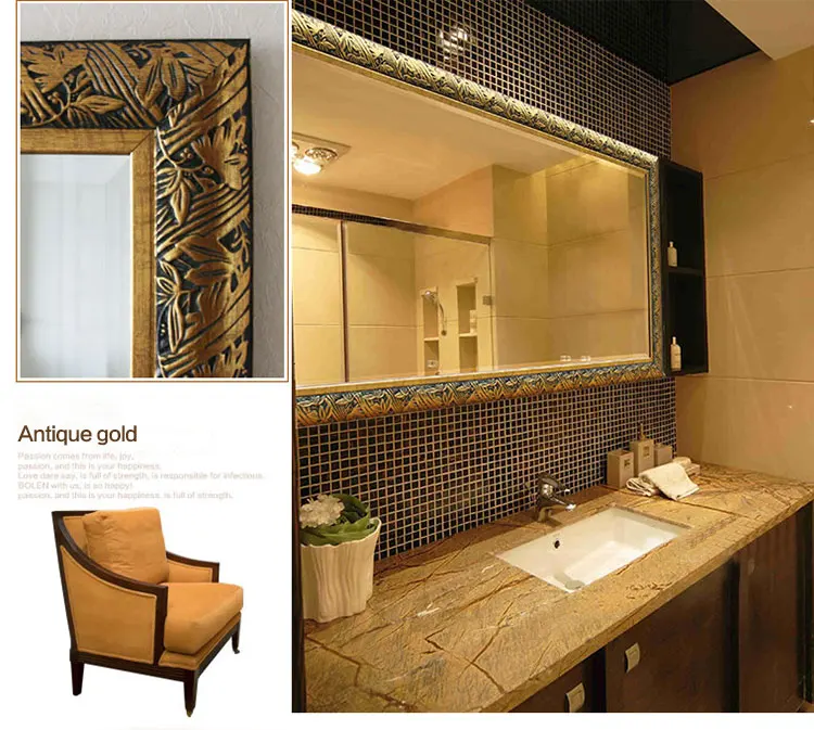 Rectangular bathroom mirror design decorative 3d modern wall mirror decor