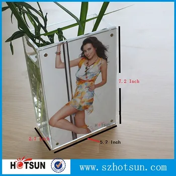 Small Acrylic Cube Vase With 5x7 Photo Frame Small Acrylic Cube Vase With 5x7 Photo Frame