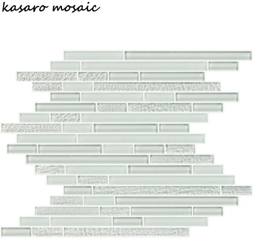 White Wave Interlocking Mosaic Tile On Mesh Crystal Glass Mosaic For The Wall And Floor