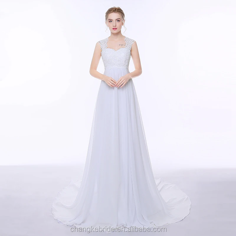 Cheap Chiffon Beach Wedding Dresses Sweep Train Plus Size Bridal