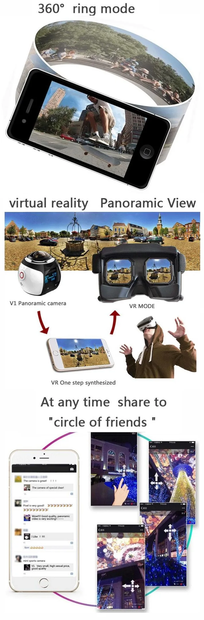 360 degree Action Camera 4K Panoramic 2448P Ultra HD Video Waterproof Cameras Deportiva Wifi Sport DV