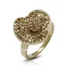 heart shape 925 silver crystal golden wedding ring jewellery