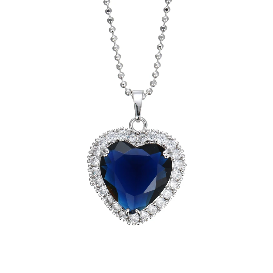XUPING Moda Gran Corazón Colgante Collar Océano Corazón Azul Cubic