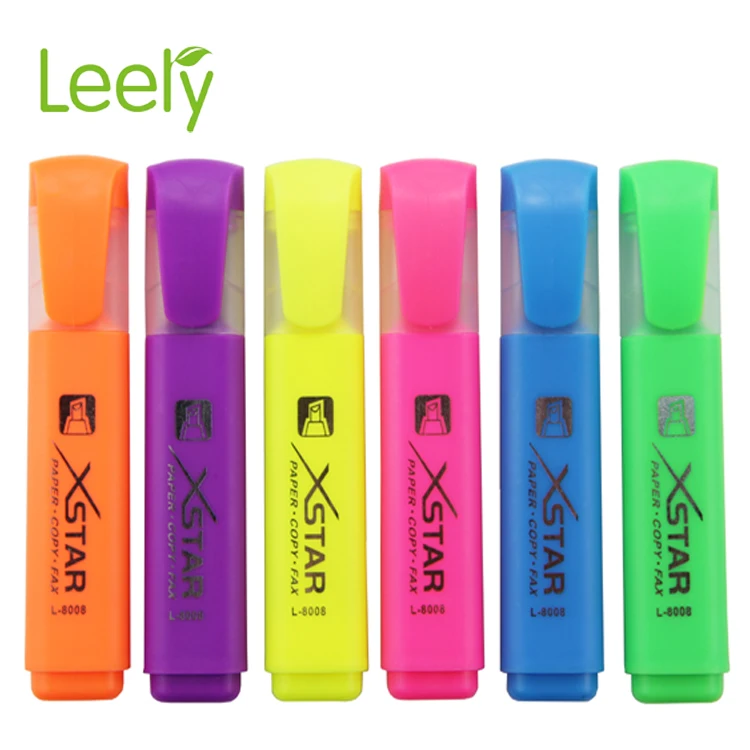 0020w Leery High Quality Standard Size Classic Flat Shape 6 Color Highlighter Marker Pen Buy
