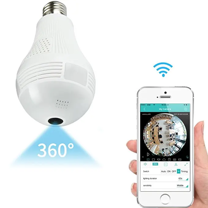 Home Security Bulb Type Smart Wireless 360 Degree Wifi CCTV  LED Lamp Hidden Camera Light Bulb E27