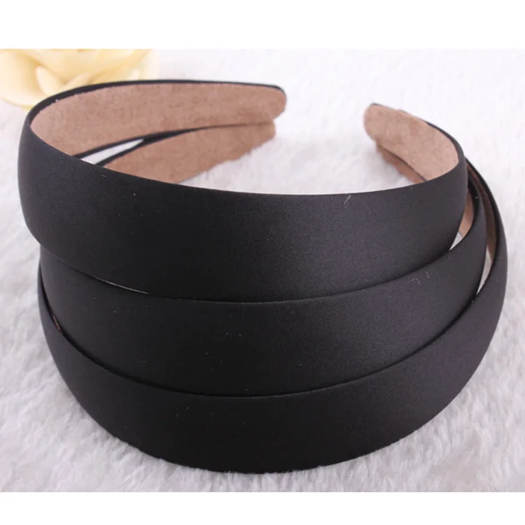 Solid Color Satin Headband 3cm Wide Women Hairband Mercerized Satin