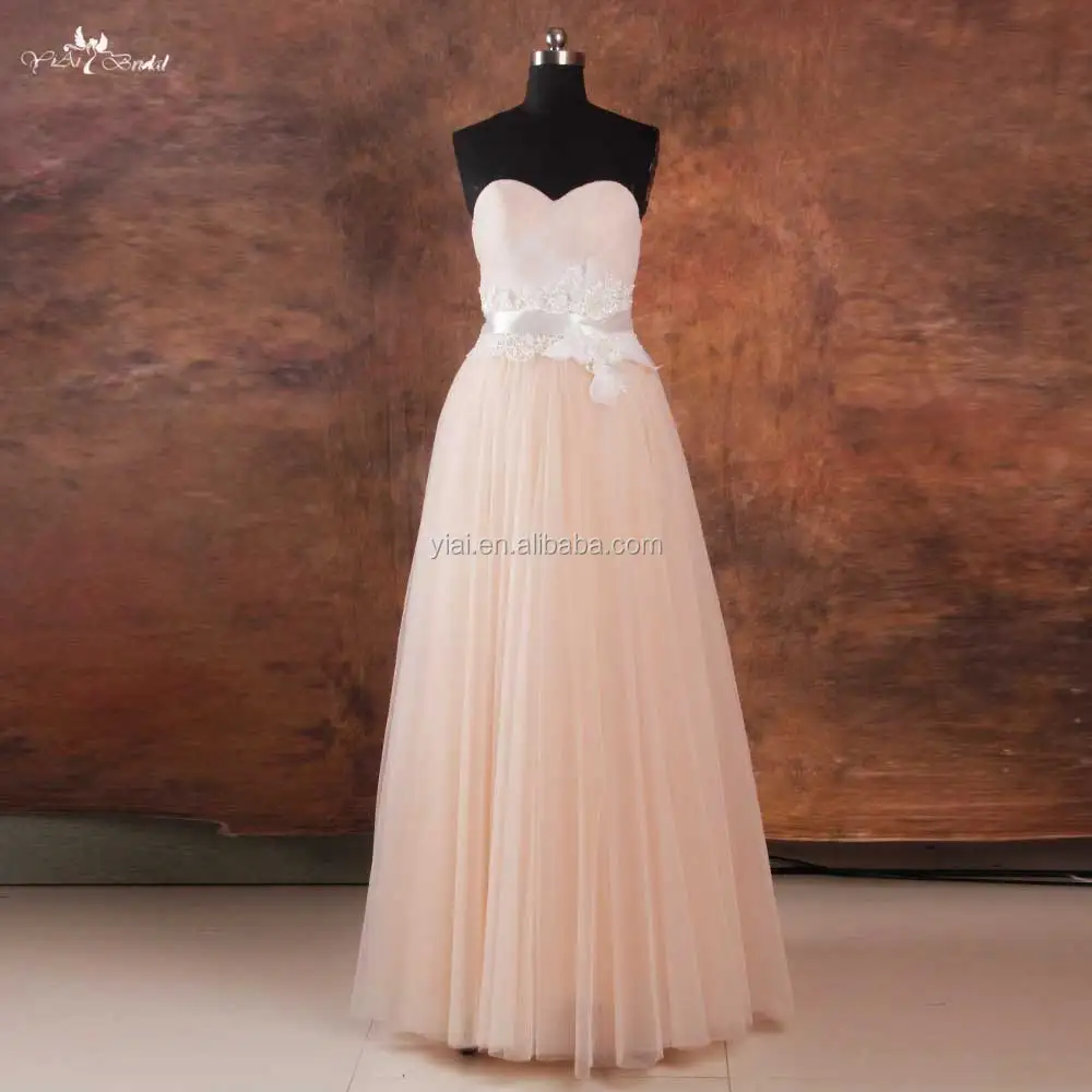 Rsw738 Floor Length Cheap Pink Blush Beach Wedding Dress Buy