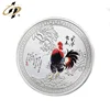 Custom Chinese Zodiac metal silver rooster commemorate coins