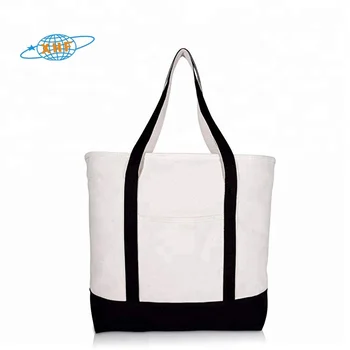 12 Oz Plain White 100% Cotton Canvas Shopping Tote Bag With Zipper Closure Tote Bag Leather ...