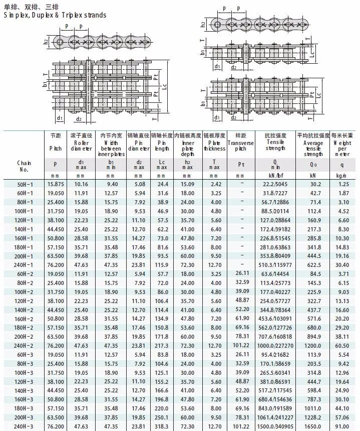 Heavy Duty Series Cottered Type Roller Chains 50h-1 60h-1 80h-1 100h-1 ...