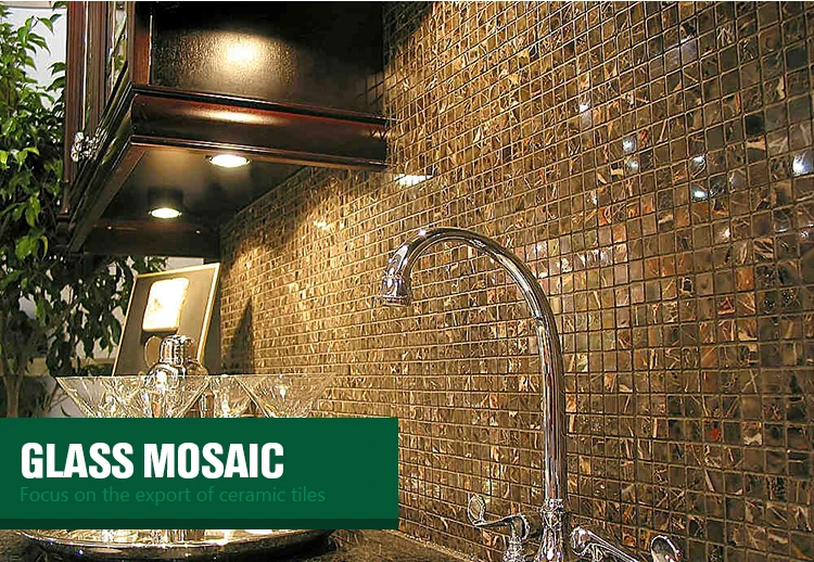 Modern Fireproof Non Slip Electroplated Gold Glass Wall Mosaic Tile For Kitchen Backsplash Decorative