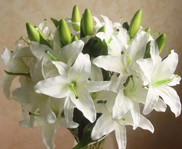 Wholesale 6 Heads Decorative Artificial Easter Lily Flower - Buy Lily