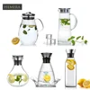 500ml 1000/1500ml Clear Borosilicate Glass Water Pitcher / Carafe / Jug with Stainless Steel Lid for Homemade Juice