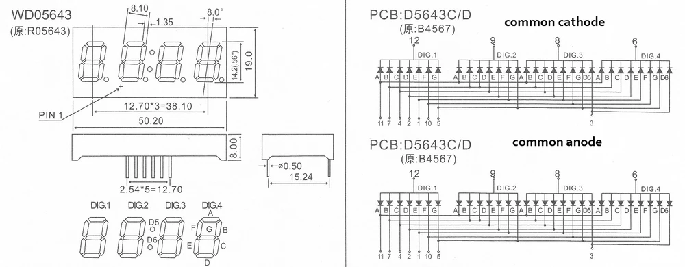 0.56 4 Digit Clock 7 Seg Led Display White/ .56'' 7 Segment Display ...