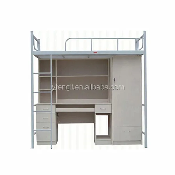 College Used Metal Bunk Bed With Study Table,Wardrobe,Bookshelf Buy