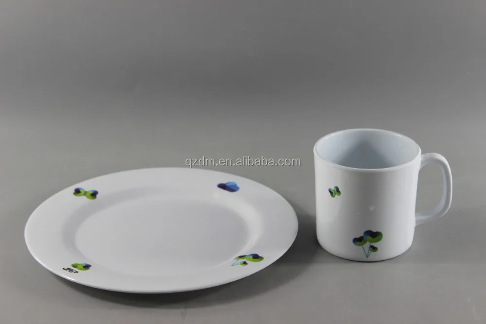 Customer Logo Print Melamine Round Plate And Mug