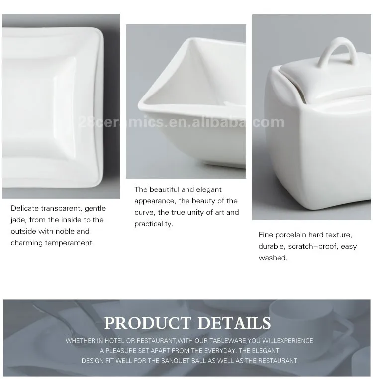 Wholesale square dinner plates ceramics porcelain tableware restaurant ceramics dinnerware sets made in china