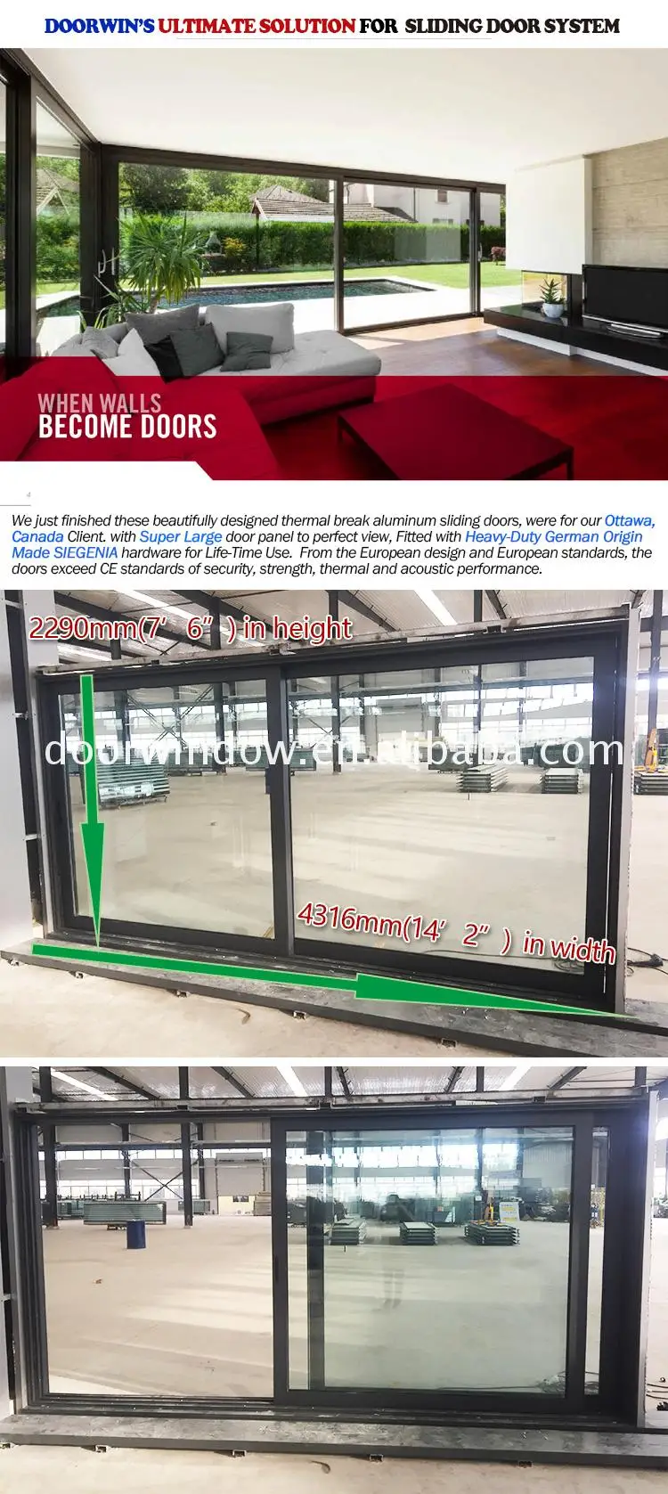 Aluminum frame lift-sliding door fashionable design glass sliding aluminmium doors