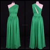 Chiffon One Shoulder Long Bridesmaid Dress Green Long Wedding Dress