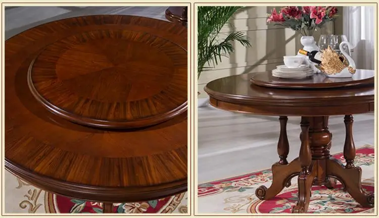 Modern Style Italian Dining Table, 100% Solid Wood Italy Style Luxury round Dining Table set p10279