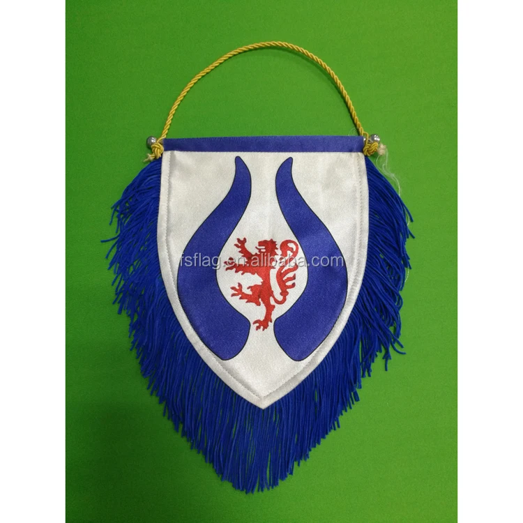 Manufacturer Satin Custom Double Side Printed Gift Flag Football Sports Pennant Club Flag