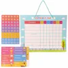 hanging loop magnetic reward chart with rope / Educational Toys Behavior chore Chart for up to 3 Children with stars