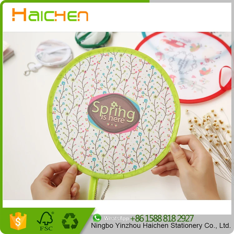 Nylon Portable Folding Fan For Gift Frisbee Fan Cool Summer Hand Fan