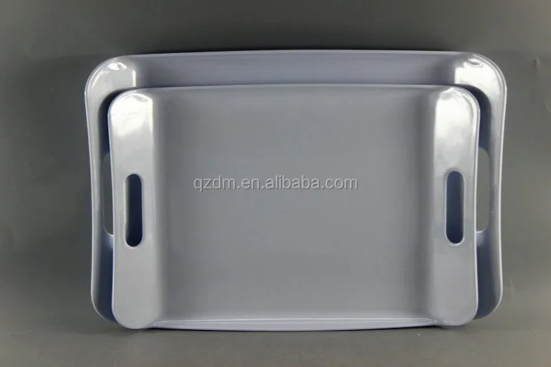 White Melamine Serving Tray With 2 Handle 2 Size