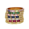 classic fashion three stone ring colorful baguette cz engagement band birthstone rings