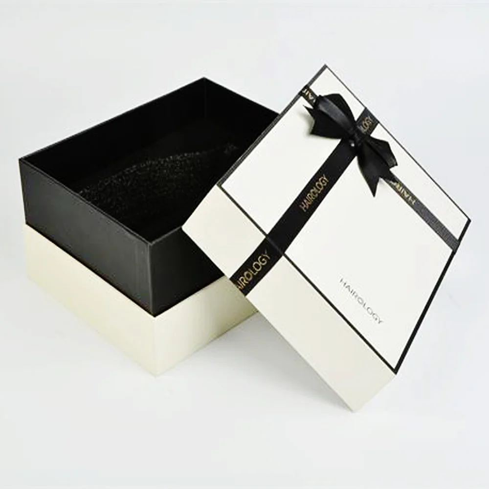 豪华刚性盖子底座服装包装礼品盒带蝴蝶结