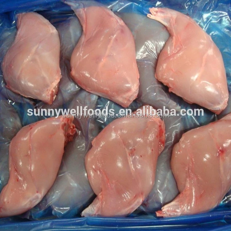 
Frozen rabbit hindlegs bone-in skinless layer packed 