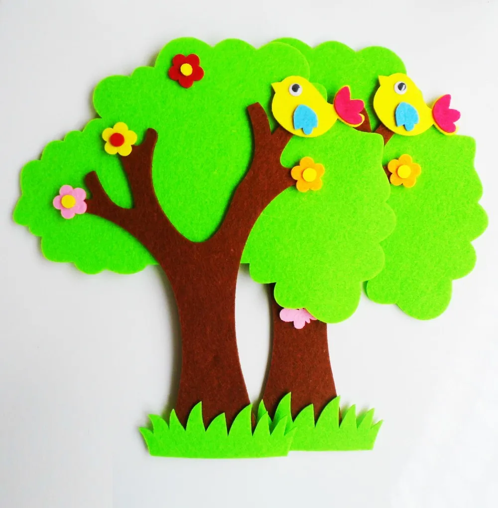 Kindergarten Felt Cartoon Big Banyan Tree Decoration - Buy Felt Decoration  Product on 