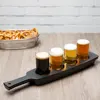 Four Hole Matte Black Melamine Beer Flight Sampler Paddle For Wine Juice Case