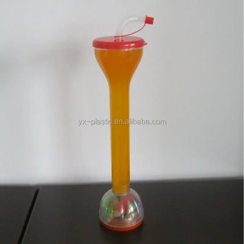 Novelty Plastic Drinking Cup With Bottom For Candy Storage,With Straw