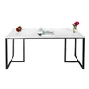 Business wholesale black coated metal frame retangular marble coffee table