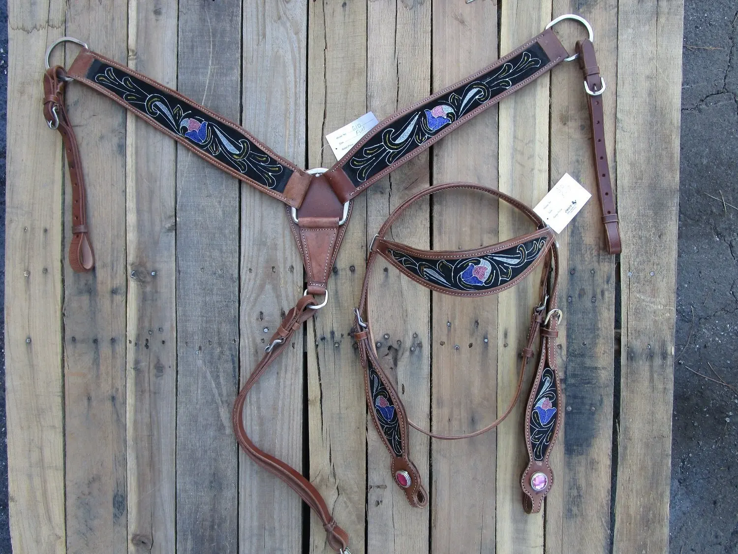 Buy Western Headstall Breast Collar Set Black Pink Blue Turquoise