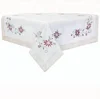 Hemstitch Embroidered White Christmas Tablecloth